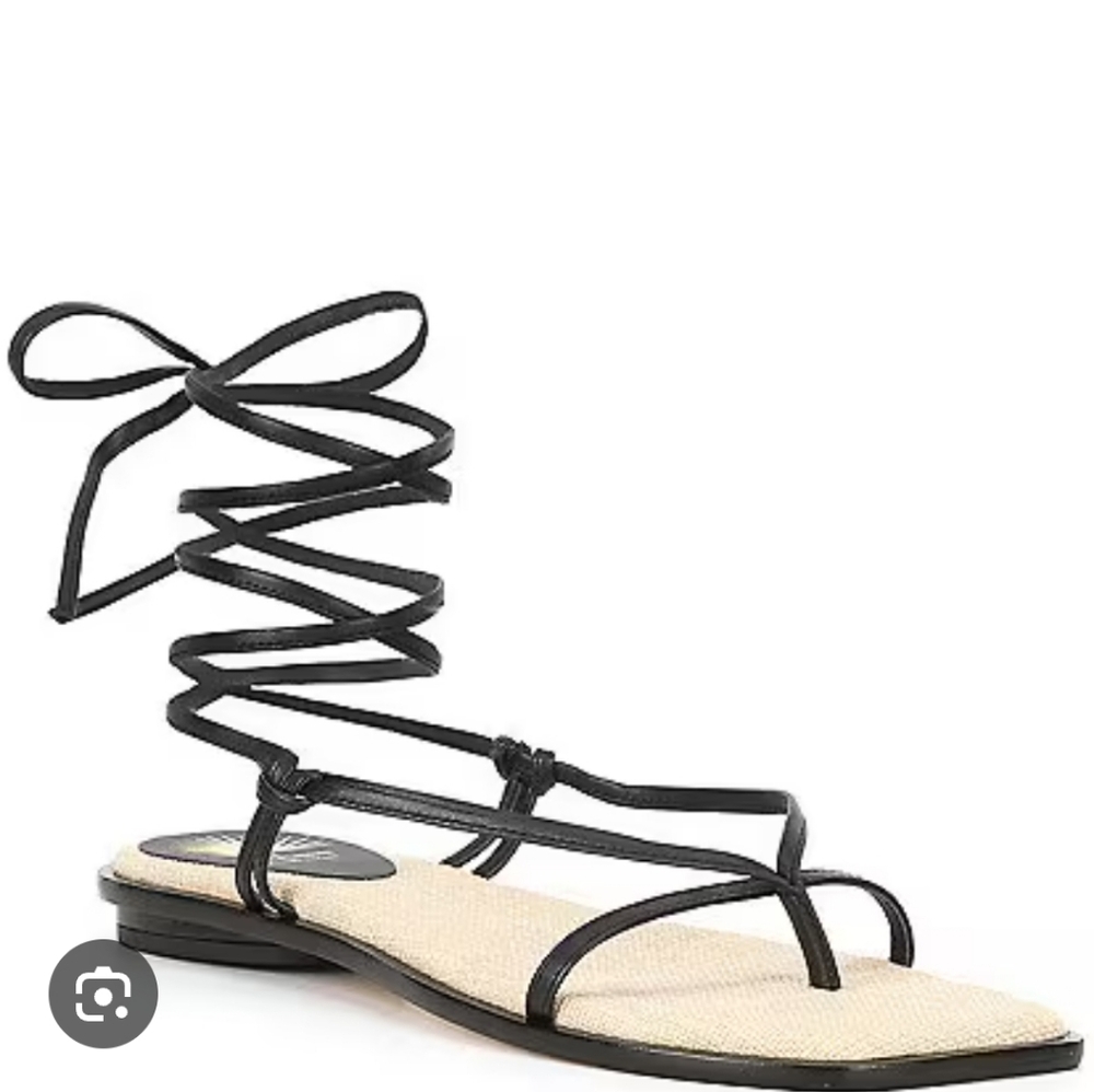 Antonio Melani Leather Casual Black Strappy Sandals Size 5